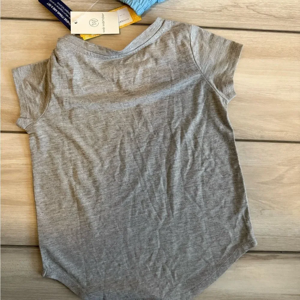 We Wander Performance Graphic Tee and Short Set Grey XS NWT